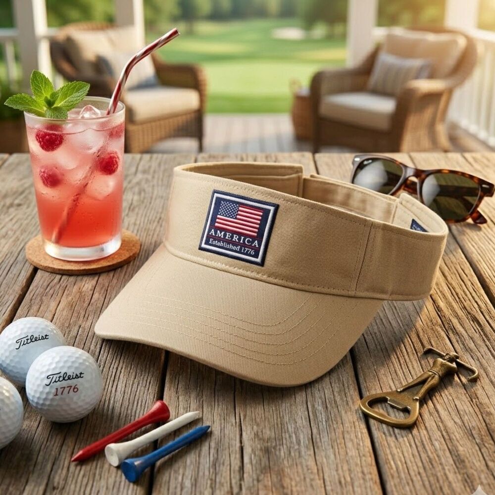 DPC Dorfman Pacific Khaki USA Adjustable Visor New with Tags